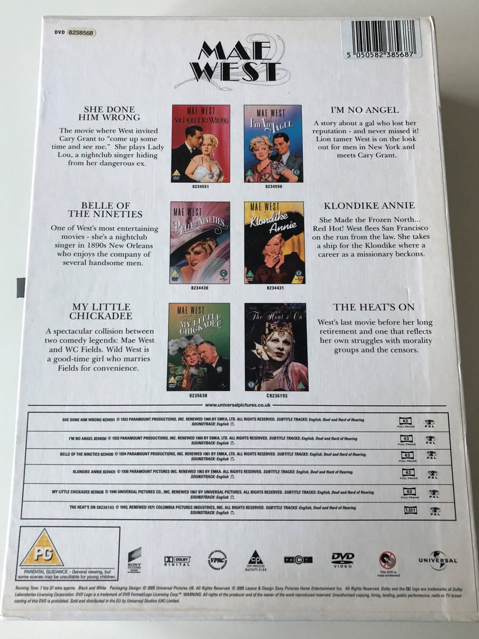 Mae West Dvd Box Set 6 Dvd She Done Him Wrong I M No Angel Belle Of The Ninetie Klondike Annie My Little Chickadee The Heat S On Black White Classic
