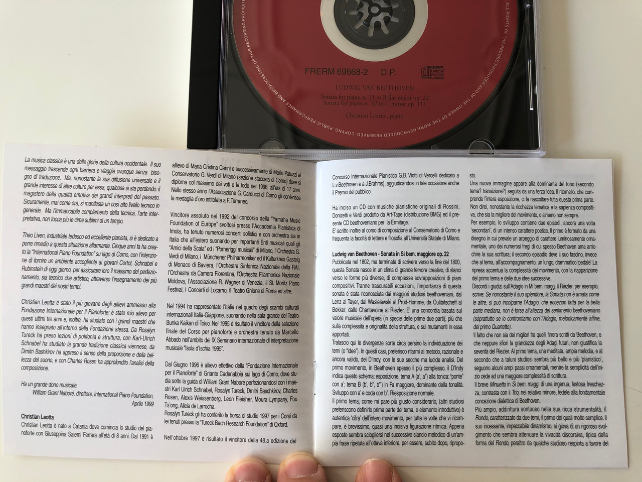 Christian Leotta Piano Vol I Sonata For Piano N 11 In B Flat Major Op 22 Sonata For Piano N 32 In C Minor Op 111 Ermitage Audio Cd 1998 Frerm 2 Bibleinmylanguage