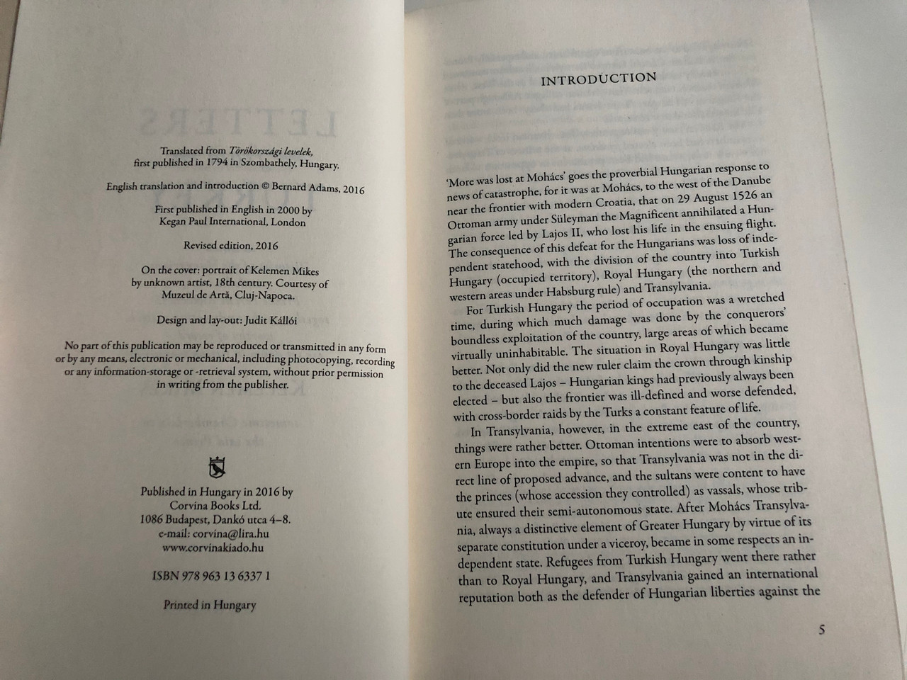 Letters From Turkey By Kelemen Mikes Translated From Hungarian By Bernard Adams English Edition Of Torokorszagi Levelek First Published In 1794 Corvina Books 2016 Paperback Bibleinmylanguage