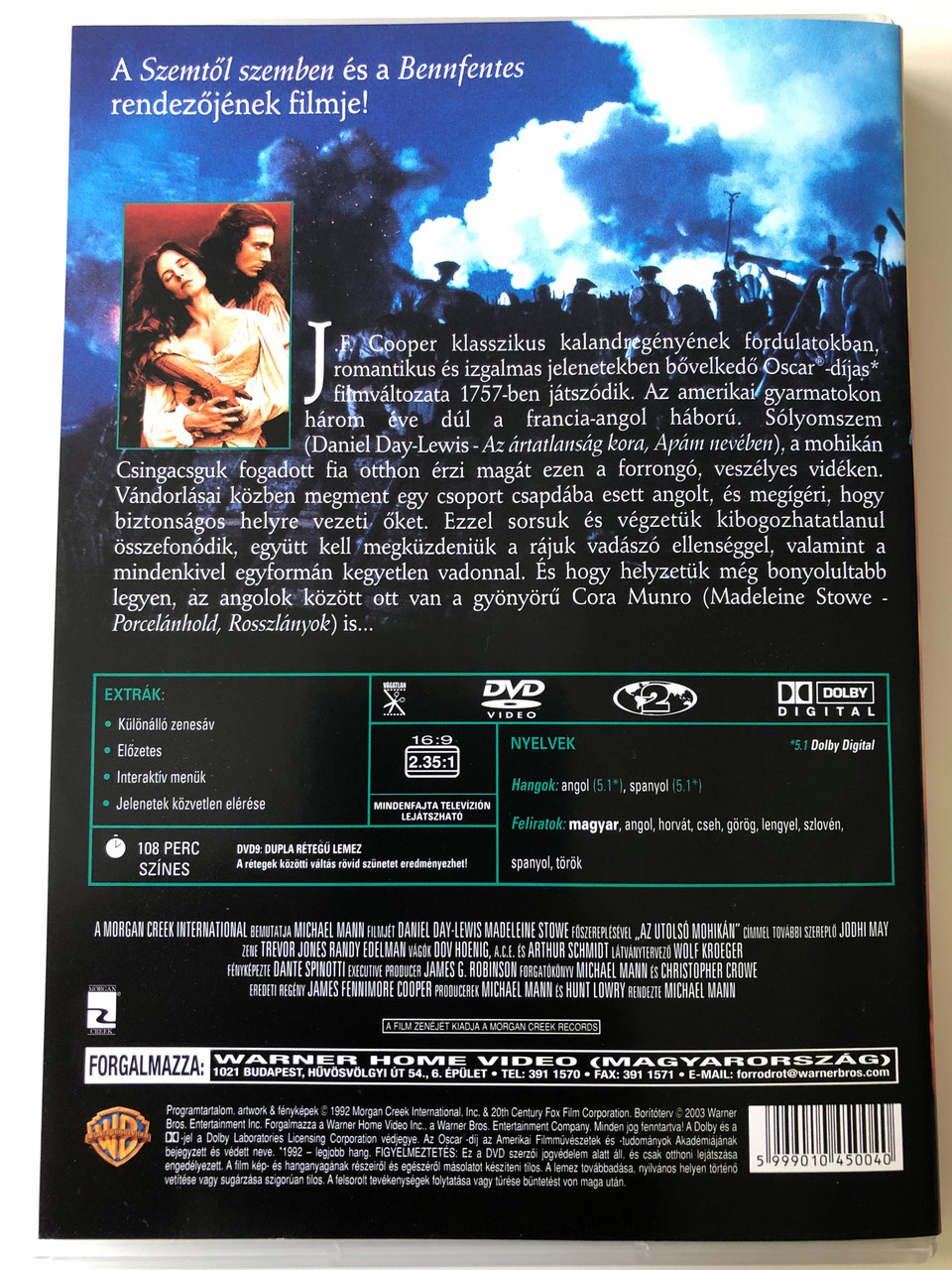The Last Of The Mohicans Az Utolso Mohikan Dvd 1992 Directed By Michael Mann Starring Daniel Day Lewis Madeline Stowe Johdi May Bibleinmylanguage