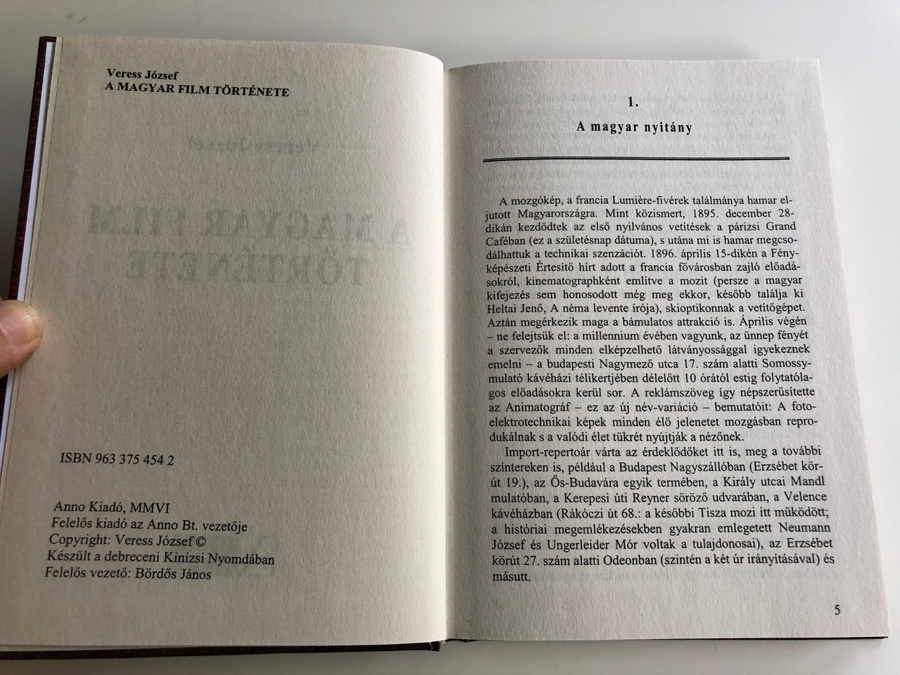 A Magyar Film Tortenete By Veress Jozsef The History Of Hungarian Films Cinematography Anno Kiado 2005 Hardcover Bibleinmylanguage