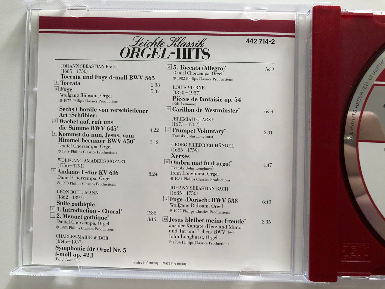 Leichte Klassik - Orgel-Hits / Philips Classics Productions Audio CD Stereo  / 442 714-2 - Bible in My Language
