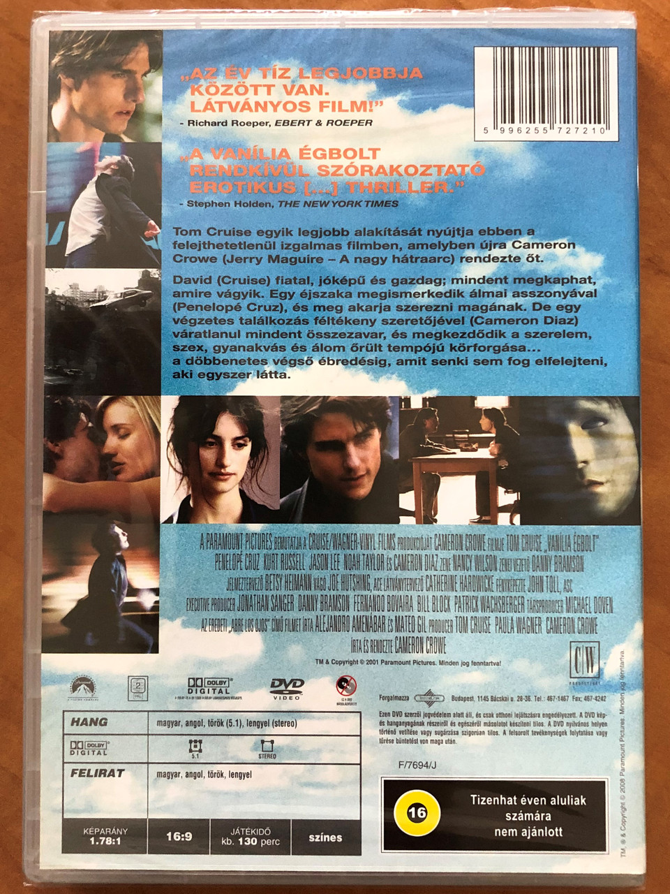 Vanilla sky DVD 2001 Vanília égbolt / Directed by Cameron Crowe / Starring:  Tom Cruise, Penélope Cruz, Kurt Russell, Jason Lee - Bible in My Language