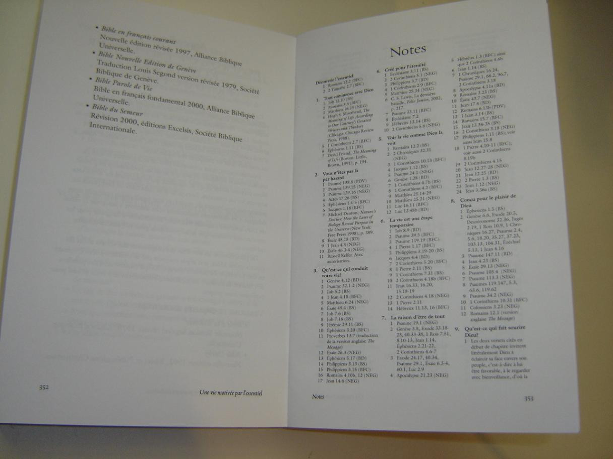 The Purpose Driven Life French Language Edition Une Vie Motivee Par L Essentiel Bibleinmylanguage