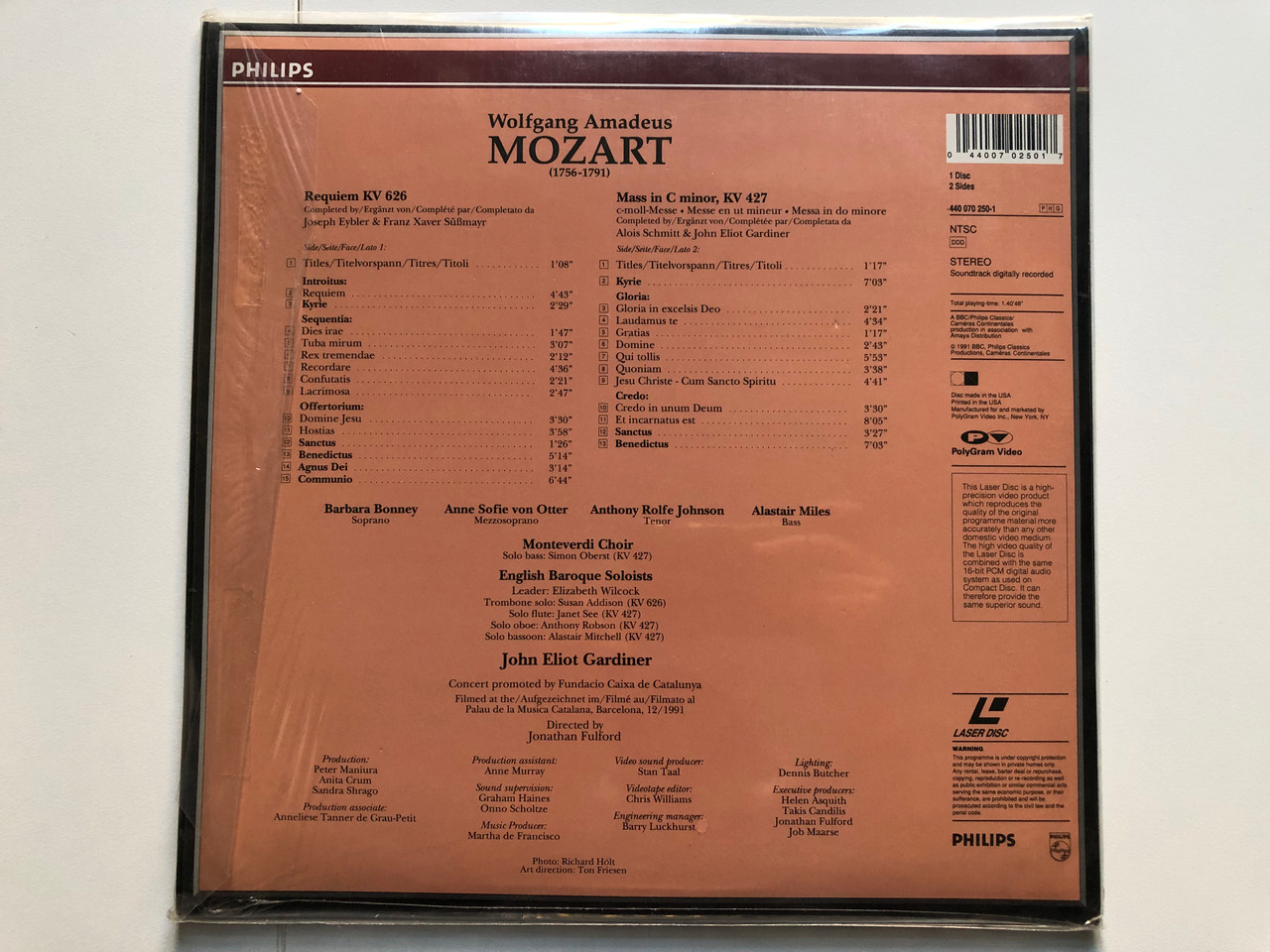 Mozart: Requiem K.626/Mass in C Minor K.427: Gardiner / Laserdisc CD Video  1991 - bibleinmylanguage