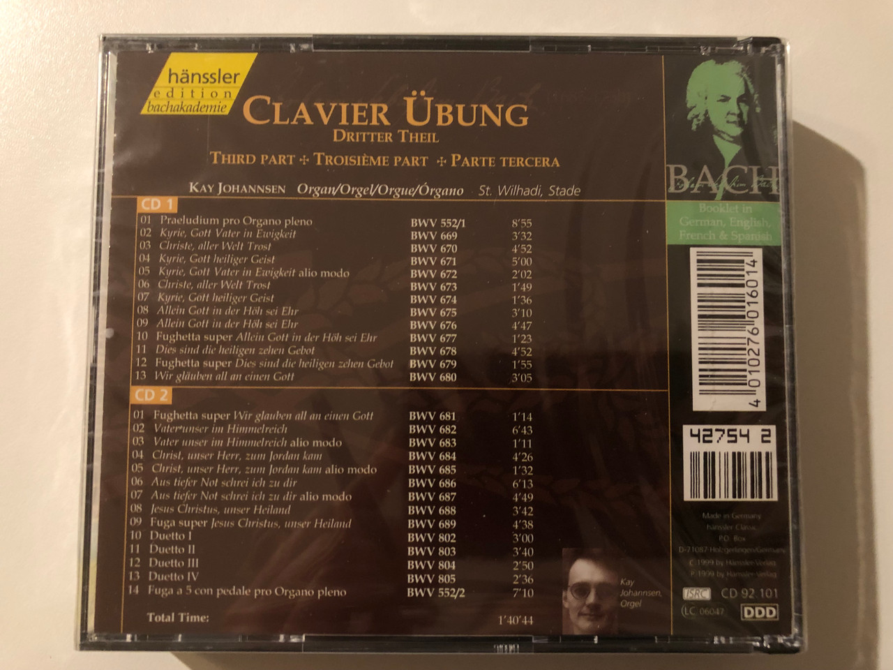 Johann Sebastian Bach - Clavier-Übung (Dritter Theil / Third Part /  Troisième Part) / Kay Johannsen - organ / Hänssler Edition Bachakademie 2x  Audio CD 1999 / CD 92.101 - Bible in My Language
