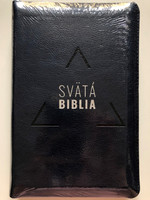 Svätá Biblia - Roháček translation / Navy Blue Slovak Leather bound Bible with zipper and thumb index / Z Povodnych Jazykov Preložil Prof. Jozef Roháček / Slovenská Biblická Spoločnost 2020 (9788089846610)
