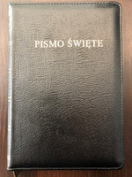 Polish Warsaw Bible 06 Leather bound with zipper and thumb index / Biblia Warszawska 069SOW czarna / Pismo Swiete / Polish Bible Society 2021 / Oprawa skórzana czarna z zamkiem i indeksem (9788366442047)