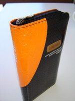 Slimline Russian Bible / Artificial Leather, Black and Orange cover colors, Compact Reference Bible with Zipper