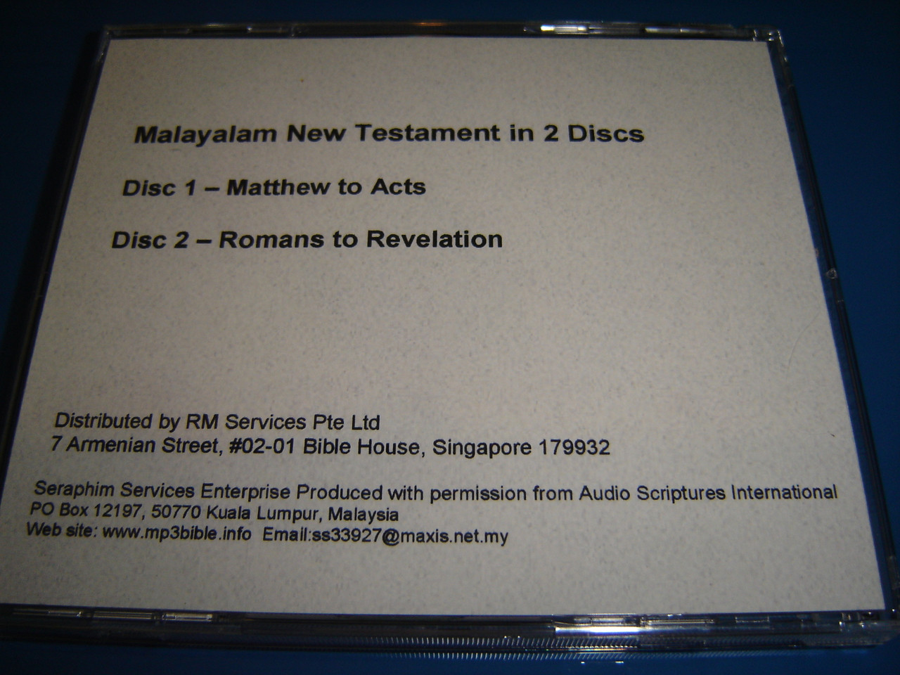 Malayalam New Testament Audio Bible Reading in 2 Discs MP3 CD- ROM -  bibleinmylanguage