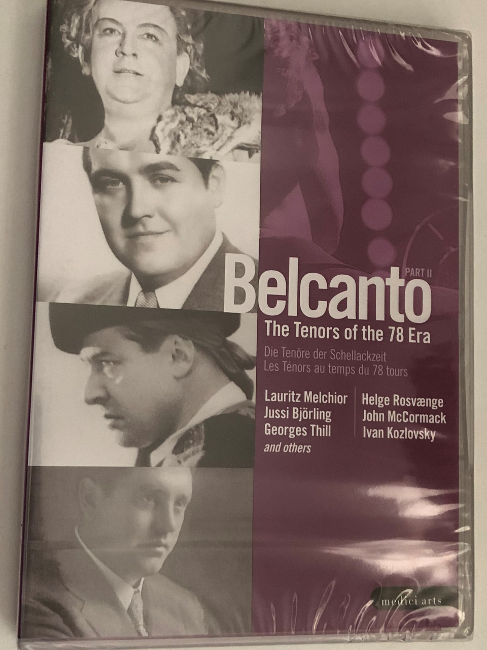 Belcanto: Tenors of the 78 Era 2 / Lauritz Melchior, Helge Rosvænge, Jussi  Björling, John McCormack, Georges Thill, Ivan Kozlovsky / TDK EuroArts / DVD  - bibleinmylanguage