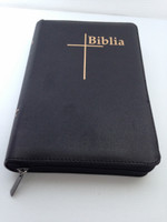 Romanian Thompson Chain Study Bible / Black Leather-bound, Zipper, Thumb Index, Golden Edges