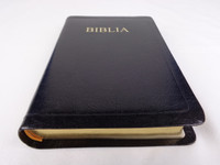 Black Genuine Leather Romanian Bible / Golden Edges / Biblia sau Sfanta Scriptura Cu Trimiteri / Cuvinte Domnului in Rosu Words of Christ in Red