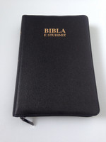 Bibla e Studimit - The New Thompson Study Bible in ALBANIAN Language / Black Leather Bound, Golden Edges, Thumb Index with Zipper