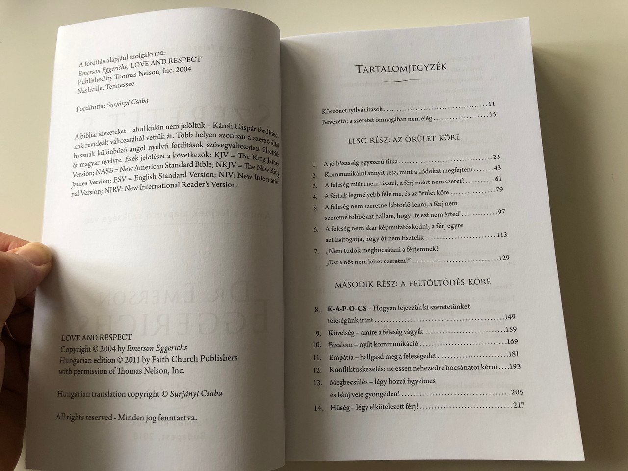 Szeretet Es Tisztelet By Emerson Eggerichs Hungarian Version Of