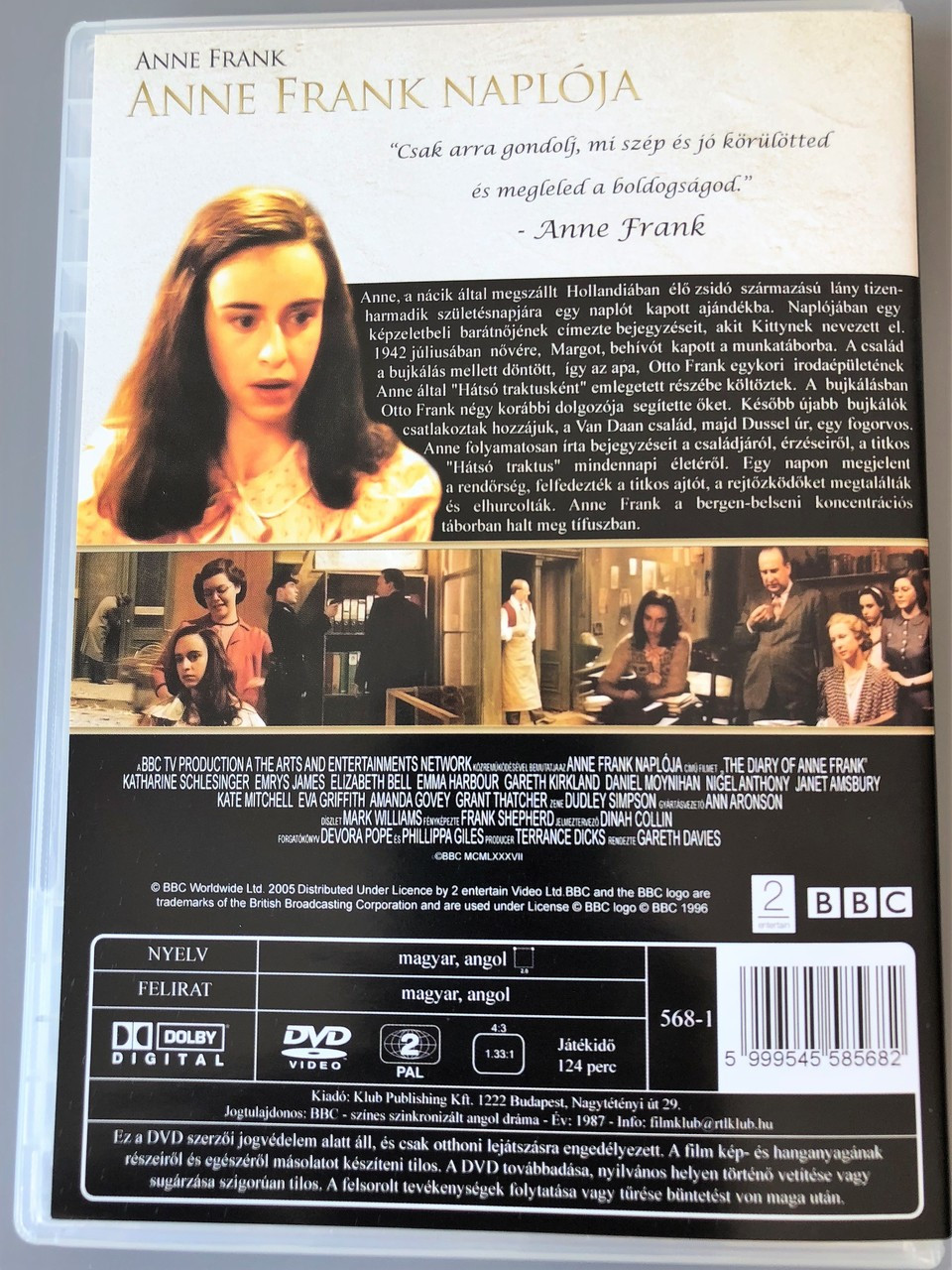 The Diary Of Anne Frank Anna Frank Naploja 1987 Bbc Tv Series Region 2 Pal Dvd Audio English Hungarian Subtitles Hungarian English Janet Amsbury Nigel Anthony Elizabeth