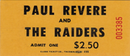 PAUL REVERE AND THE RAIDERS TICKET STUBS