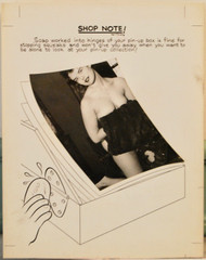 ORIGINAL ART 1950s Burlesque mag cartoon 'Shop Note'