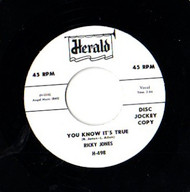 RICKY JONES - YOU KNOW IT'S TRUE/HATE TO SAY GOODBYE