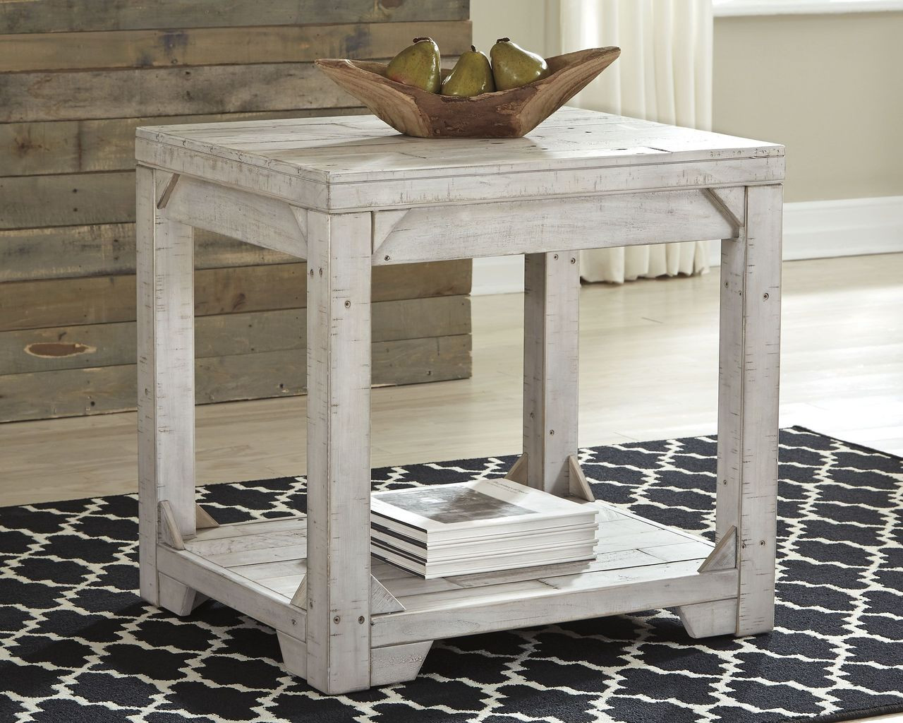 The Fregine White Wash Rectangular End Table sold at Rose Brothers