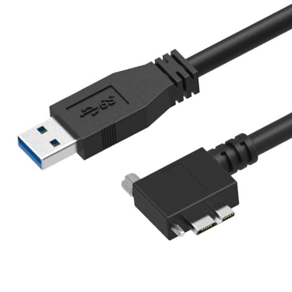 USB 3.0 A Male to Micro B Male Right Angle with optional Screw Locking  Cable, 1m, 3m, 5m