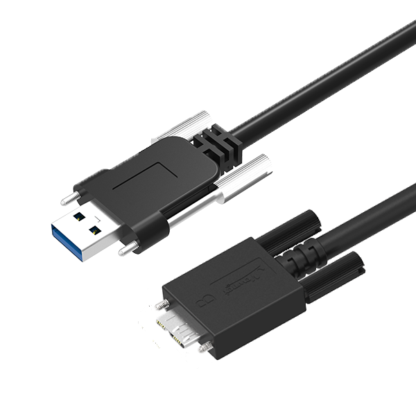 USB 3.0 A Male to Micro B Male, both with M2 Screw Locking Cable, 1m, 2m,  3m, 5m