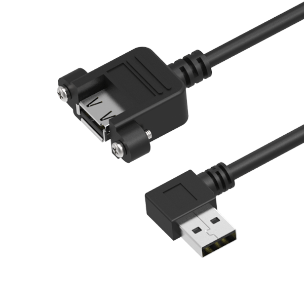 NTC | USB 2.0 Panel Mount A Female to A Male Right Angle Cable
