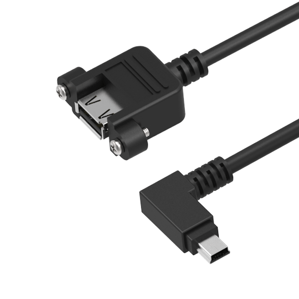 Panel Mount Extension USB Cable - Mini B Male to Mini B Female