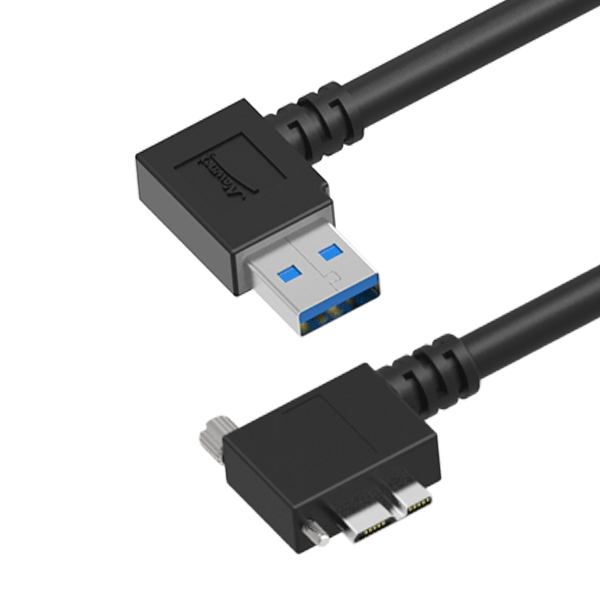 NTC USB 3.0 A Right Angle to Micro B Right Angle with Screw Locking Cable