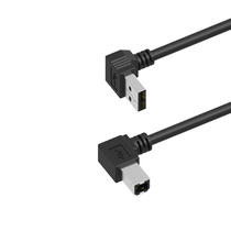 USB 2.0 A Male Up Angle to B Male Right Angle Cable, 6in