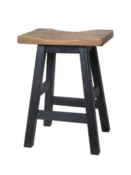 Barnwood Bar Stool Saddle Seat 2-Tone Light Oak and Black Rub Through24" or 30"