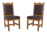 Set of 2 Cherry Dining Chairs Leather Back and Leather Seat