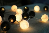Black White Ball LED Fairy String Lights