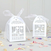 White Dove Bird Heart Wedding Bomboniere Favor Card Box