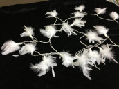 White Feather Fluffy LED Fairy Lights battery powered 