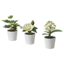 3 Artificial Green White Plants