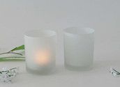 Glass Cup +  White LED Battery Candle - Natural Amber Flame Colour