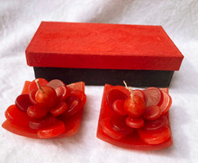 2 Lotus red Floating Candles Gift Boxed