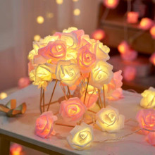 Pink white rose fairy light