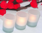 White Frosted Glass TeaLight Candle Holder - Medium 6.5cm height - night table decoration