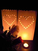 White Wedding Heart Candle tealight lantern luminary bag