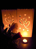 White Wedding Heart Candle tealight lantern luminary bag