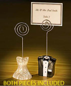 Bride Gown and Groom tux Name Card Place Stand