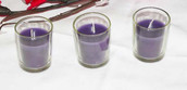 Purple wax votive candle - table decoration