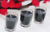 Clear Glass Black Wax Table Candle