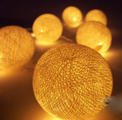 Golden Yellow Ball LED Fairy Lights - battery power - party table decoration