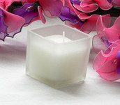Square frosted glass 5cm wedding planner candle