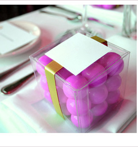 10 20pc 7cm Clear PVC Plastic Square Cube Bomboniere Cake Wedding Favor Gift Box