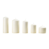 Ivory wax various sized pillar candles