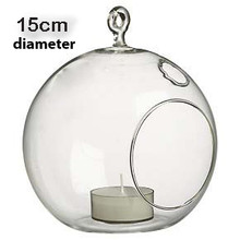 15cm clear hanging ball candle holder